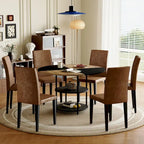 Ensemble de salle à manger moderne, table ronde avec rangement et chaises de salle à manger en tissu technique, facile à installer