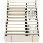Lit plateforme Queen en velours avec 2 tiroirs, port USB et veilleuse