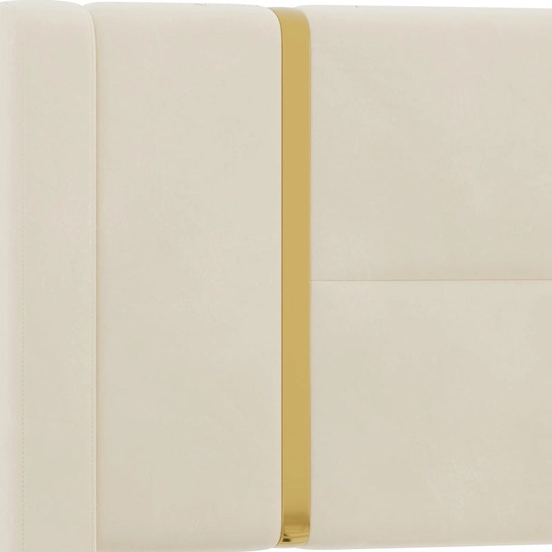Lit plateforme Queen en velours avec 2 tiroirs, port USB et veilleuse