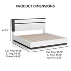 Ensemble Conjira moderne 2 pièces lit plateforme en bois blanc et table de chevet