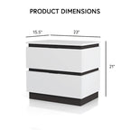 Ensemble Conjira moderne 2 pièces lit plateforme en bois blanc et table de chevet