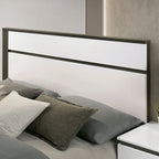 Ensemble Conjira moderne 2 pièces lit plateforme en bois blanc et table de chevet