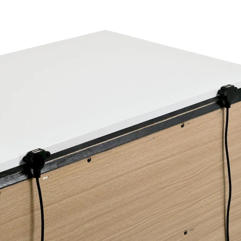 Ensemble Conjira moderne 2 pièces lit plateforme en bois blanc et table de chevet