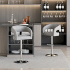 Tabourets de bar à dossier arrondi avec hauteur réglable, tabourets de bar (lot de 4)