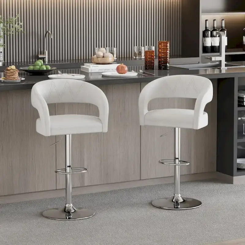 Tabourets de bar à dossier arrondi avec hauteur réglable, tabourets de bar (lot de 4)