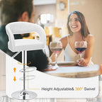 Tabourets de bar à dossier arrondi avec hauteur réglable, tabourets de bar (lot de 4)
