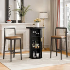 Petite table à manger Tambour avec étagère de rangement à trois niveaux, table de bar ronde haute de 36 pouces - N/A