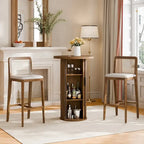 Petite table à manger Tambour avec étagère de rangement à trois niveaux, table de bar ronde haute de 36 pouces - N/A