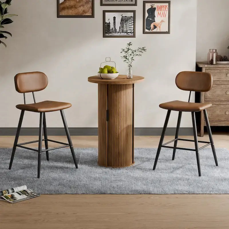 Petite table à manger Tambour avec étagère de rangement à trois niveaux, table de bar ronde haute de 36 pouces - N/A