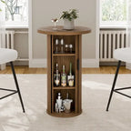 Petite table à manger Tambour avec étagère de rangement à trois niveaux, table de bar ronde haute de 36 pouces - N/A