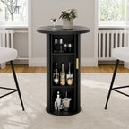 Petite table à manger Tambour avec étagère de rangement à trois niveaux, table de bar ronde haute de 36 pouces - N/A