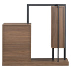 Armoire ouverte avec 4 tiroirs, 3 étagères et tringle à vêtements, armoire autoportante en bois pour chambre à coucher