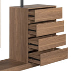Armoire ouverte avec 4 tiroirs, 3 étagères et tringle à vêtements, armoire autoportante en bois pour chambre à coucher