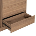 Armoire ouverte avec 4 tiroirs, 3 étagères et tringle à vêtements, armoire autoportante en bois pour chambre à coucher