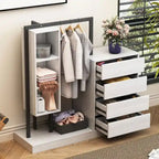 Armoire ouverte avec 4 tiroirs, 3 étagères et tringle à vêtements, armoire autoportante en bois pour chambre à coucher