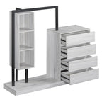 Armoire ouverte avec 4 tiroirs, 3 étagères et tringle à vêtements, armoire autoportante en bois pour chambre à coucher