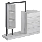 Armoire ouverte avec 4 tiroirs, 3 étagères et tringle à vêtements, armoire autoportante en bois pour chambre à coucher
