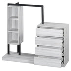 Armoire ouverte avec 4 tiroirs, 3 étagères et tringle à vêtements, armoire autoportante en bois pour chambre à coucher