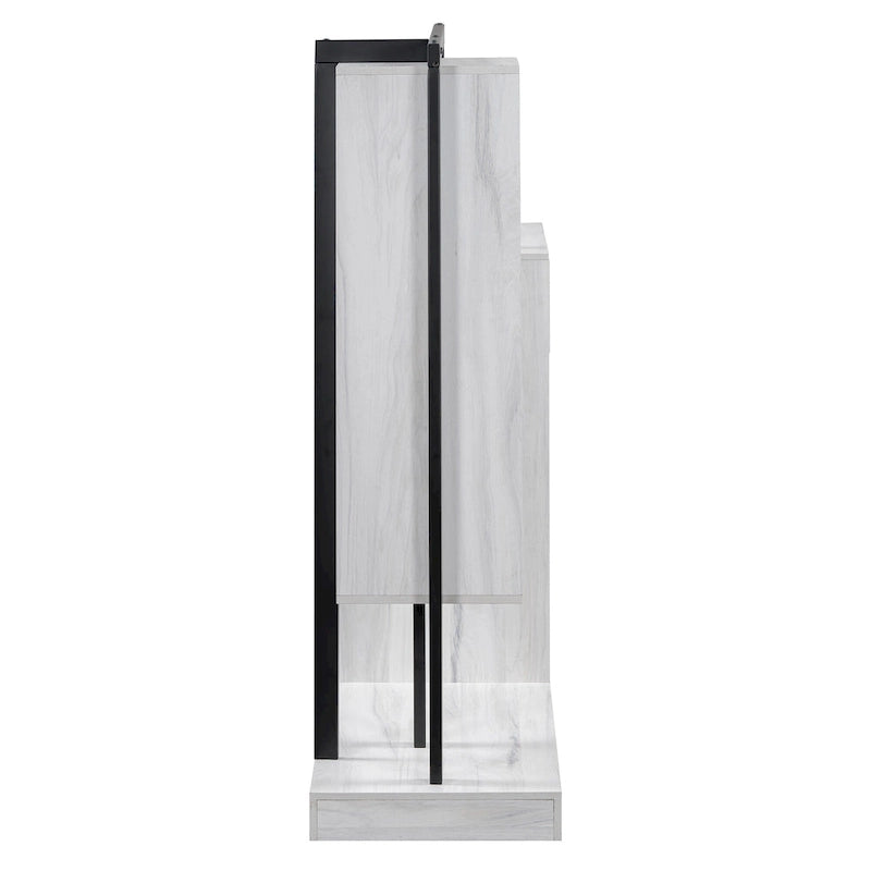 Armoire ouverte avec 4 tiroirs, 3 étagères et tringle à vêtements, armoire autoportante en bois pour chambre à coucher
