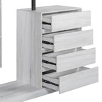 Armoire ouverte avec 4 tiroirs, 3 étagères et tringle à vêtements, armoire autoportante en bois pour chambre à coucher