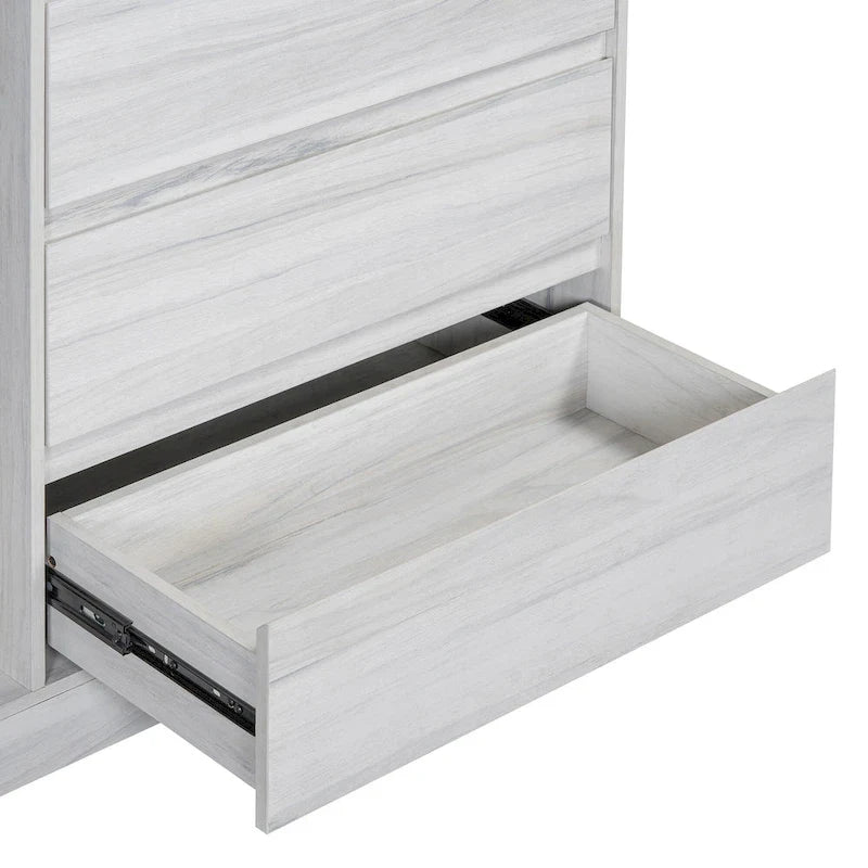 Armoire ouverte avec 4 tiroirs, 3 étagères et tringle à vêtements, armoire autoportante en bois pour chambre à coucher
