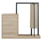 Armoire ouverte avec 4 tiroirs, 3 étagères et tringle à vêtements, armoire autoportante en bois pour chambre à coucher