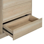 Armoire ouverte avec 4 tiroirs, 3 étagères et tringle à vêtements, armoire autoportante en bois pour chambre à coucher