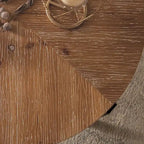 Table basse ronde "Modern Retro Stitching" avec plateau en bois de sapin et piètement croisé noir, pour salon