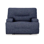 Fauteuil inclinable électrique Marissa, assise large, en polyester bleu marine doux