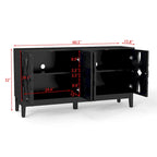 Buffet/Bahut d'appoint sculpté, Meuble de rangement d'entrée/Console multimédia de 60,5 po avec 4 portes