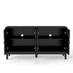 Buffet/Bahut d'appoint sculpté, Meuble de rangement d'entrée/Console multimédia de 60,5 po avec 4 portes
