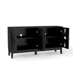 Buffet/Bahut d'appoint sculpté, Meuble de rangement d'entrée/Console multimédia de 60,5 po avec 4 portes