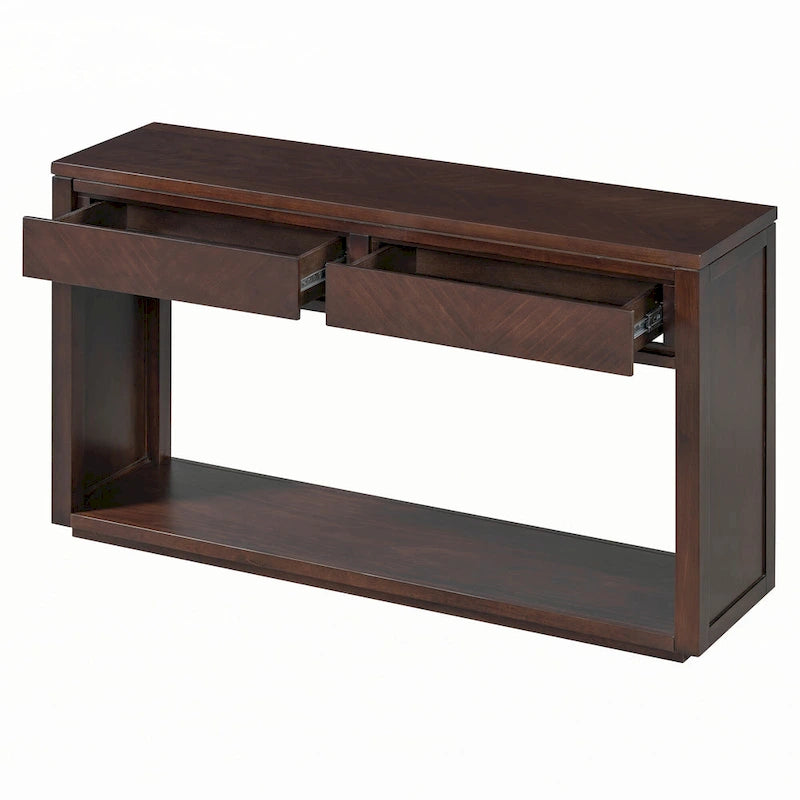 Table console d'entrée rustique en bois de 55 po (expresso)