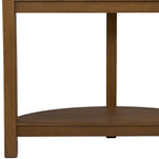 Console demi-cercle en faux marbre blanc avec étagère et base en bois - 41,75 L x 20 l x 30,25 H