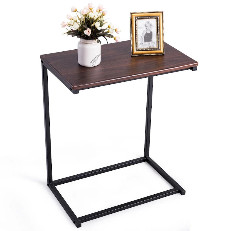 Gymax 26 Table d'appoint canapé support pour ordinateur portable Table d'appoint C Table Bureau à domicile - 22X14X26