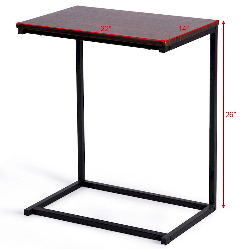 Gymax 26 Table d'appoint canapé support pour ordinateur portable Table d'appoint C Table Bureau à domicile - 22X14X26