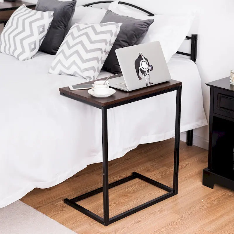Gymax 26 Table d'appoint canapé support pour ordinateur portable Table d'appoint C Table Bureau à domicile - 22X14X26