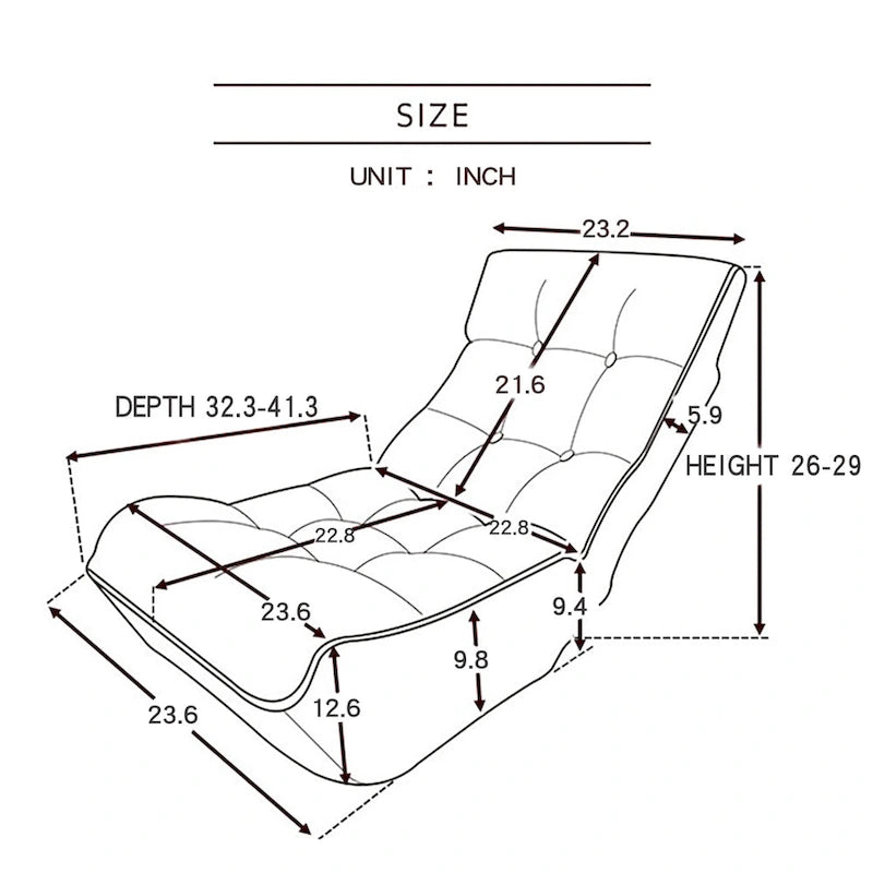 Chaise longue japonaise de balcon Tatami - 41.30 x 23.60 x 29.00