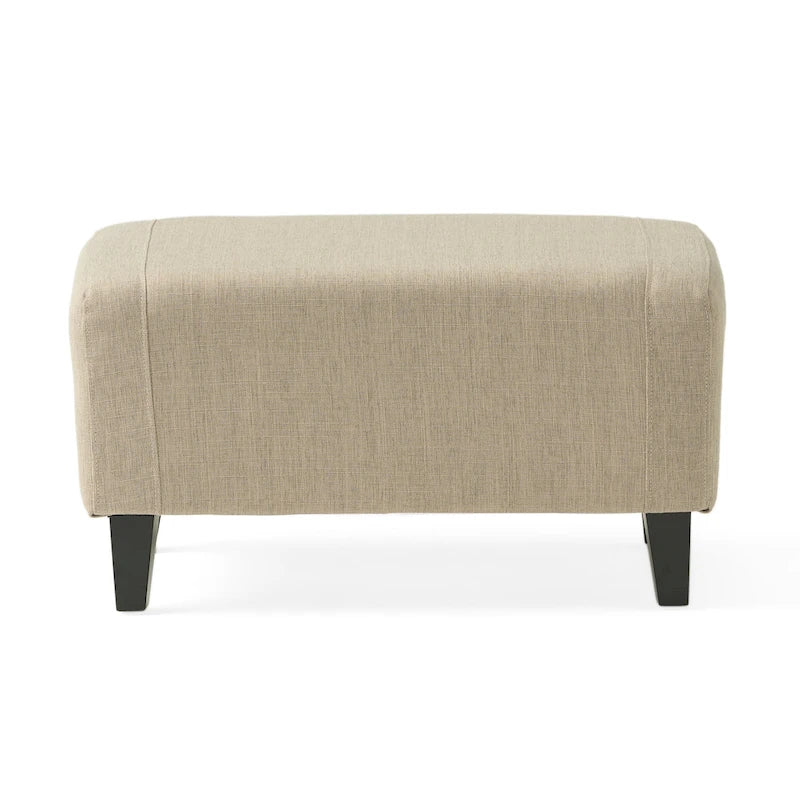 Fauteuil club en tissu touffeté de couleur beige clair Elaine avec pouf par