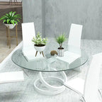 Table ronde en verre trempé de 30 pouces - Plateau de table uniquement - 30,00 x 30,00 x 0,24