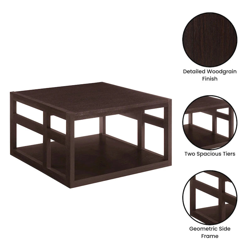 Table basse carrée Monterey de Convenience Concepts avec étagère