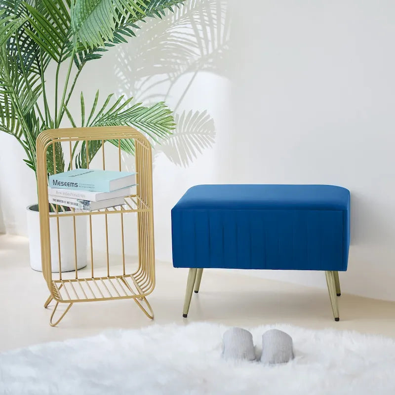 Banc d'entrée moderne rembourré avec assise en velours rembourrée de 24 po