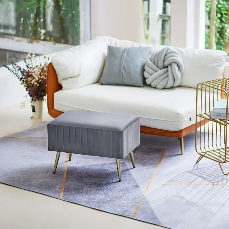 Banc d'entrée moderne rembourré avec assise en velours rembourrée de 24 po