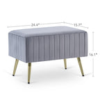 Banc d'entrée moderne rembourré avec assise en velours rembourrée de 24 po