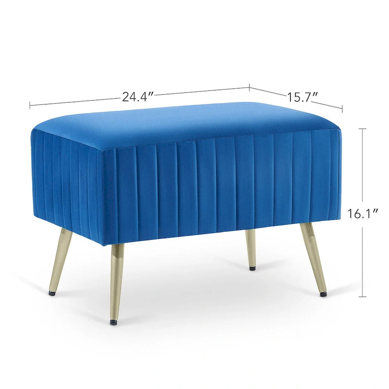 Banc d'entrée moderne rembourré avec assise en velours rembourrée de 24 po