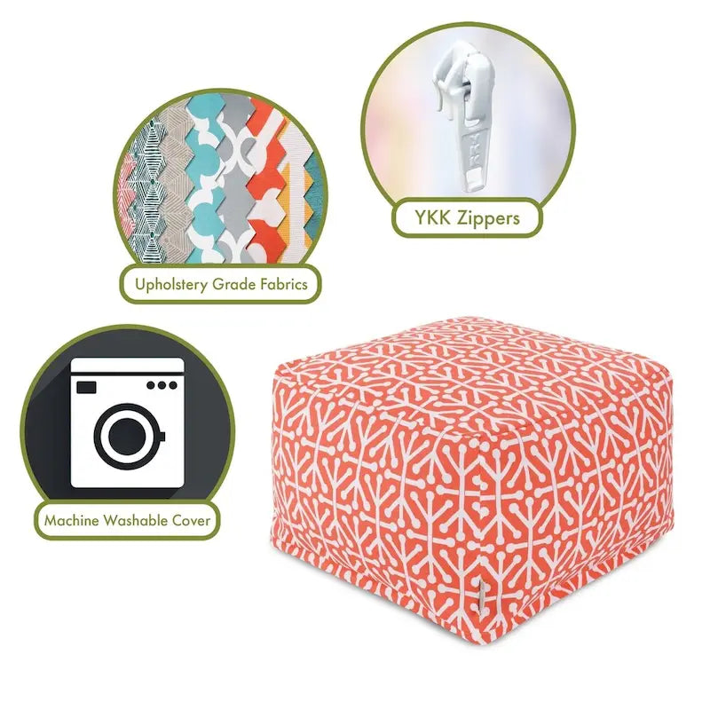 Pouf Ottoman Aruba Majestueux articles ménagers intérieur extérieur 27 po L x 27 po L x 17 po H