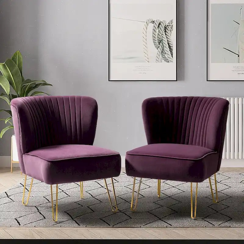 Lot de 2 chaises d'appoint rembourrées Barto avec dossier capitonné par
