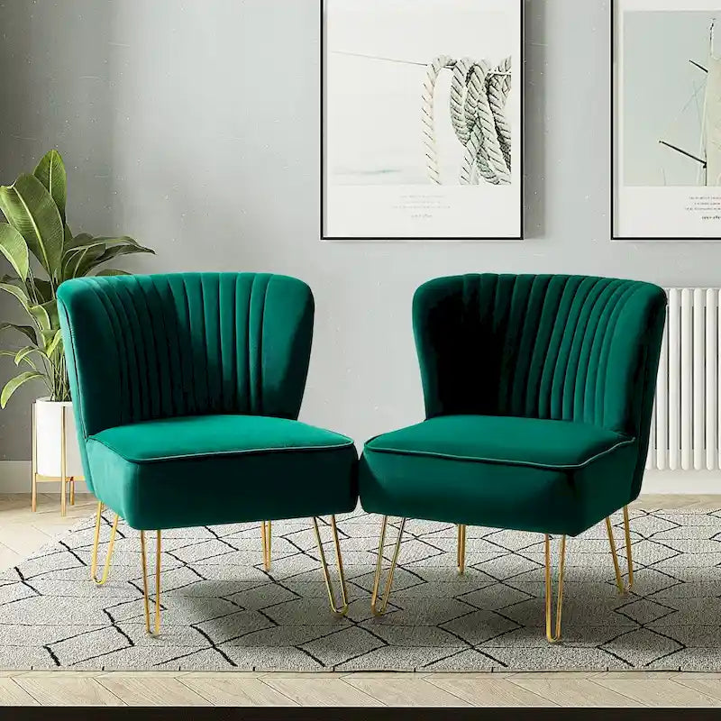 Lot de 2 chaises d'appoint rembourrées Barto avec dossier capitonné par