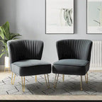 Lot de 2 chaises d'appoint rembourrées Barto avec dossier capitonné par