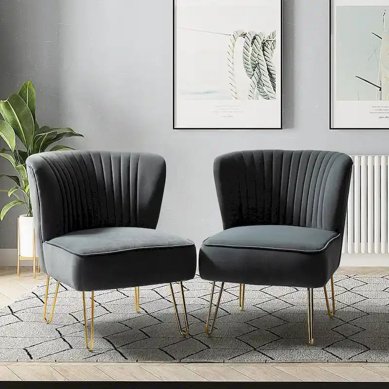 Lot de 2 chaises d'appoint rembourrées Barto avec dossier capitonné par